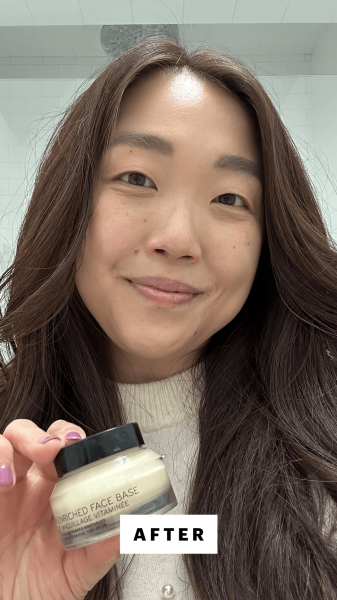 Lee after applying the Bobbi Brown Vitamin Enriched Face Base Moisturizer Primer